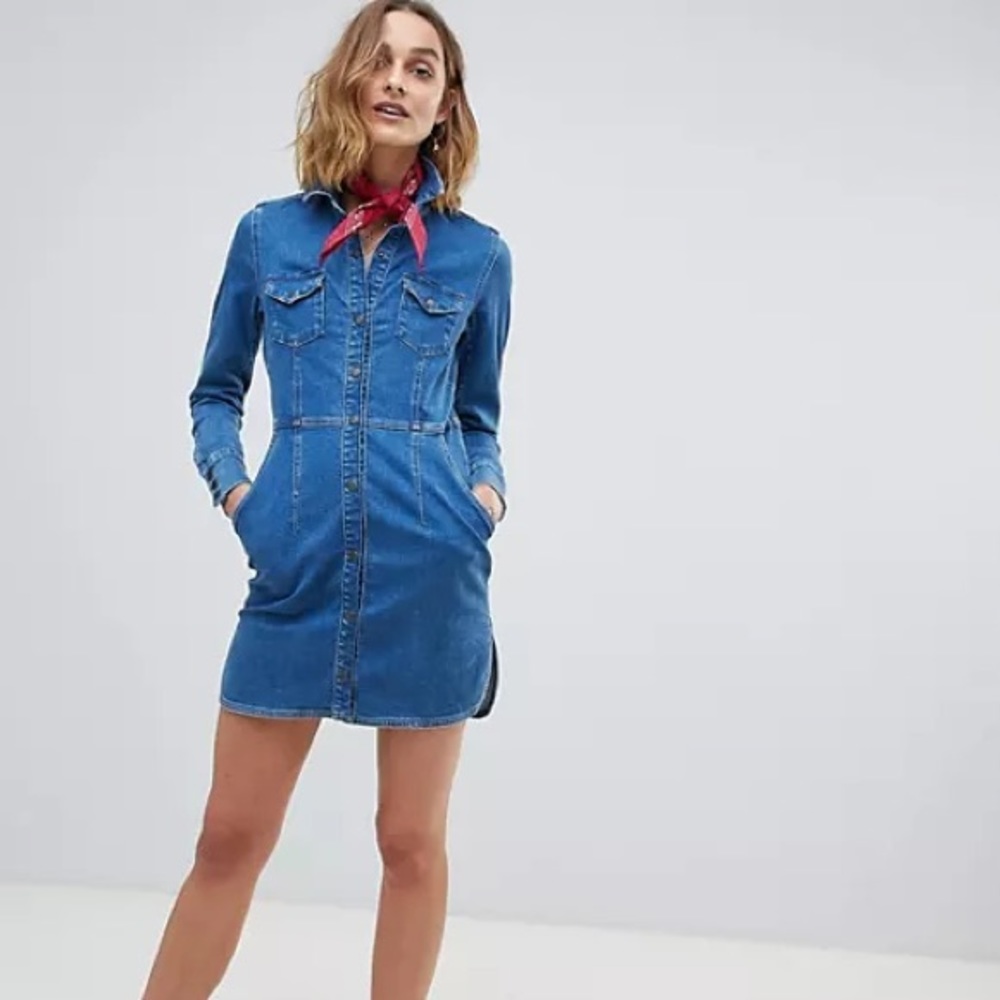 Free people dynomite denim shirt dress